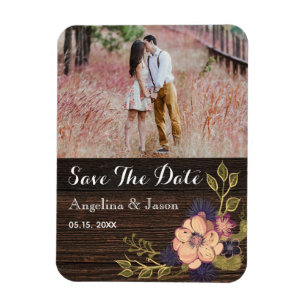 Rustikale Florale Hochzeit-Einladung zum Vormerken Magnet