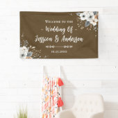 Rustikale Florale Hochzeits-Faux-Kraftpapier-Textu Banner (Insitu)