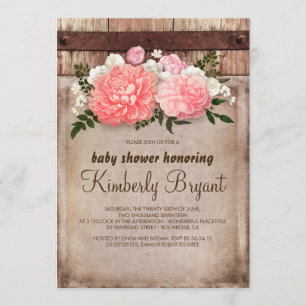 Rustikale Florale Jute-Burlap-Scheunen-Holz-Baby-P Einladung