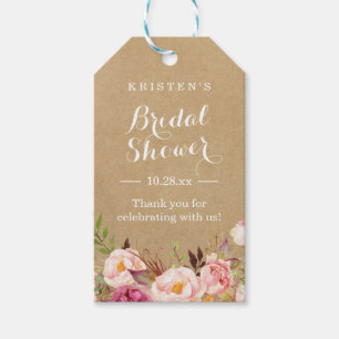 Rustikale Florale Kraft   Danksagung zur Hochzeits Geschenkanhänger