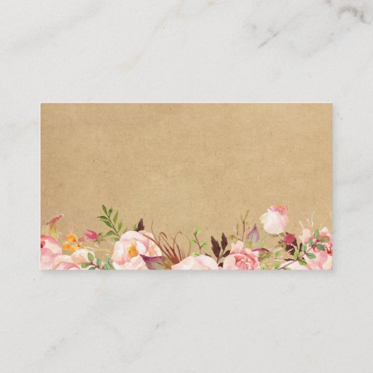 Rustikale florale Kraft Hochzeitssitzplatz Platzkarte (Rückseite)