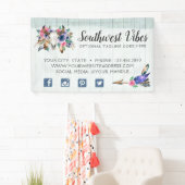 Rustikale, florale Kuh Skull Wasserfarbe Holz Boho Banner (Insitu)