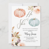 Rustikale florale Kürbisgeschlecht offenbart Einla Einladung (Vorderseite)