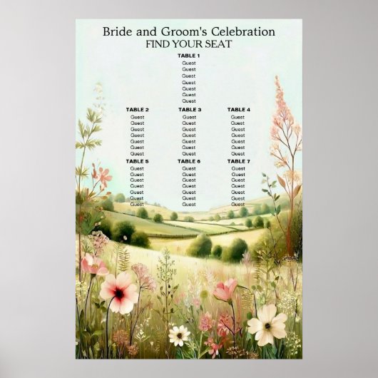Rustikale Florale Landhochzeitsbestuhlung Poster (Vorne)