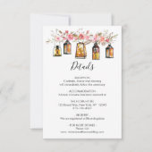 Rustikale, florale Laterne Hochzeitdetails Einladung (Vorderseite)