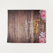 Rustikale, florale Liebe Sparkle Hochzeit Hintergr Wandteppich (Vorderseite (Horizontal))