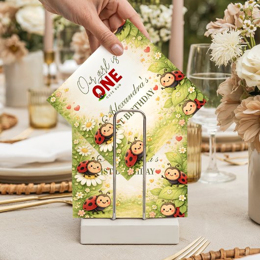 Rustikale Florale Marienkäfer 1. Geburtstag Serviette