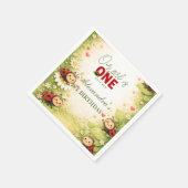 Rustikale Florale Marienkäfer 1. Geburtstag Serviette (Ecke)