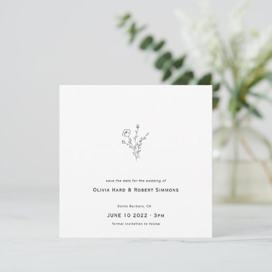 Rustikale, florale Minimalistische Square Hochzeit (Stehend Vorderseite)