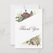 Rustikale florale Moderne Burgund Marsala GoldWedd Dankeskarte (Vorderseite)