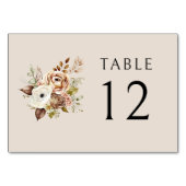 Rustikale, florale, neutrale Hochzeit im Herbst Tischnummer (Vorderseite)