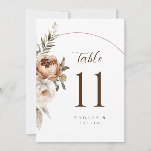 Rustikale Florale Pampas-Hochzeitstischnummern (Vorderseite)