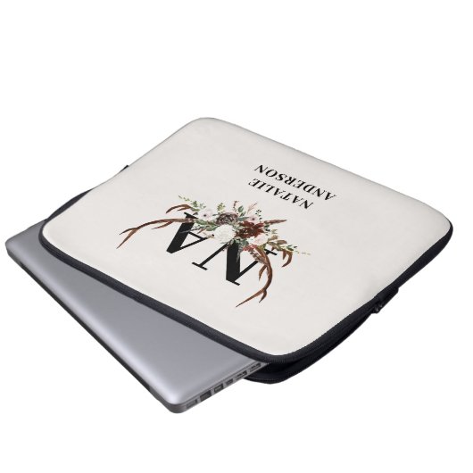 rustikale florale personalisierte fallmonogramm laptopschutzhülle (Vorne Knopf)
