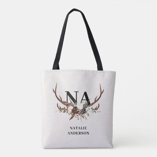 rustikale florale personalisierte fallmonogramm tasche (Rückseite)