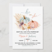 Rustikale florale Pumpkin Baby Gender Reveite einl Einladung (Vorderseite)