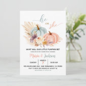 Rustikale florale Pumpkin Baby Gender Reveite einl Einladung (Stehend Vorderseite)