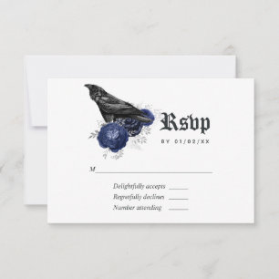 Rustikale florale Raben-Gotische Hochzeit RSVP Karte