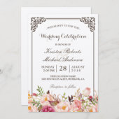 Rustikale florale Rahmen, echte Kraft Hochzeitsfei Einladung (Vorne/Hinten)