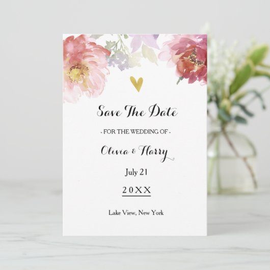 Rustikale, florale Save the Date Einladung (Stehend Vorderseite)