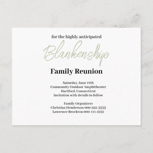 Rustikale, florale Save the Date Wiedersehen Ankündigungspostkarte (Rückseite)