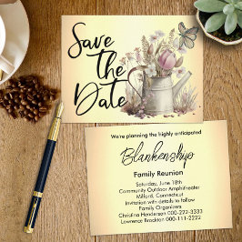 Rustikale, florale Save the Date Wiedersehen Ankündigungspostkarte