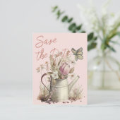 Rustikale, florale Save the Date Wiedersehen Ankündigungspostkarte (Stehend Vorderseite)