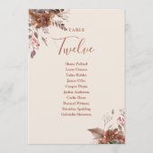 Rustikale Florale Sitzplan-Tischnummer Dankeskarte (Vorderseite)
