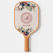 Rustikale Florals Custom Monogram Pickleball Schläger (Vorderseite)
