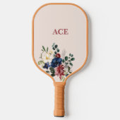 Rustikale Florals Custom Monogram Pickleball Schläger (Rückseite)