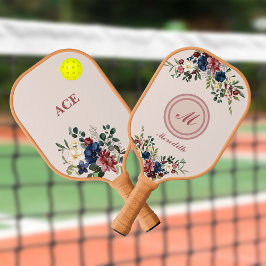 Rustikale Florals Custom Monogram Pickleball Schläger