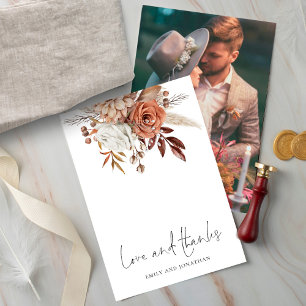 Rustikale Florals Foto Liebe Dank Hochzeit Dankeskarte