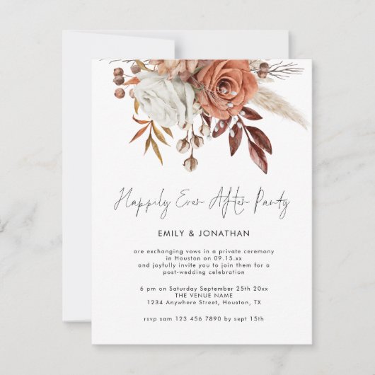 Rustikale Florals glücklich je nach Party Hochzeit Einladung (Vorderseite)