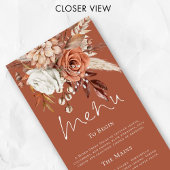 Rustikale Florals Pampas Grasses Wedding Terracott Menükarte