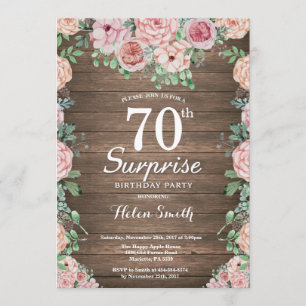 Rustikale, florenrosa Erbsen Überraschung 70. Gebu Einladung