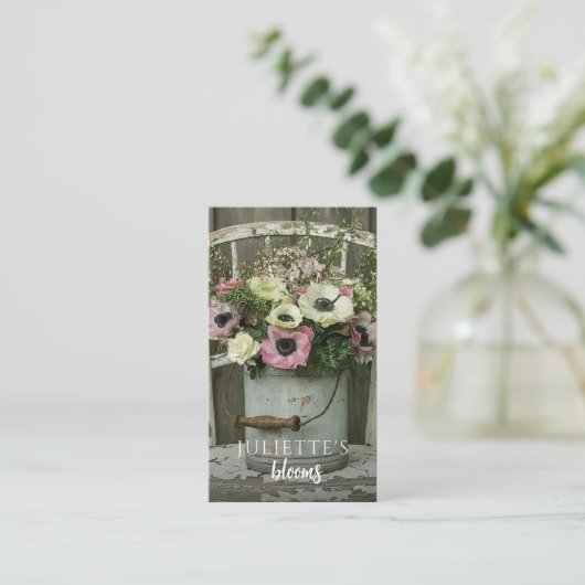 Rustikale Florist Gardener Business Card Visitenkarte (Stehend Vorderseite)