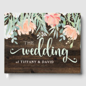 Rustikale Florromantik | Holz und Wasserfarbe Gästebuch (Vorderseite)