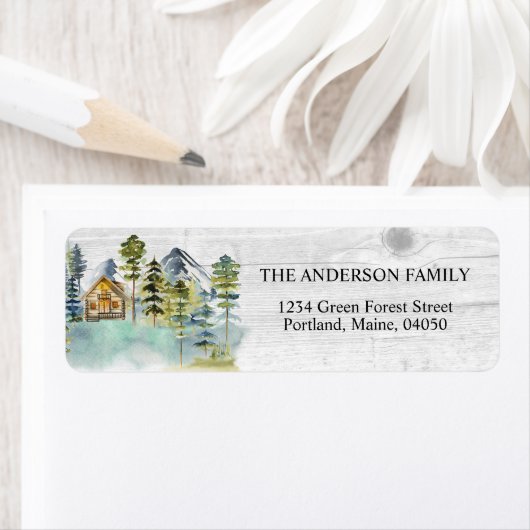 Rustikale Foggy Forest Mountain Rücksendeadresse (Insitu)