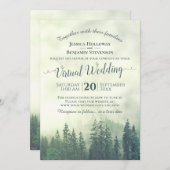 Rustikale Foggy Green Pine Forest Virtual Wedding Einladung (Vorne/Hinten)