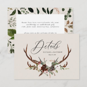 Rustikale Foliage-, Blumen- und Hirsch-Hochzeitsde Save The Date