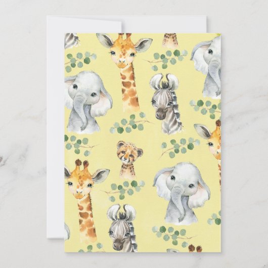 Rustikale Foliage Safari Animals Kinderdusche Einladung (Rückseite)