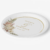 Rustikale Foliage Wreath Wedding Party Pappteller (Schrägansicht)