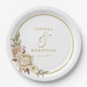 Rustikale Foliage Wreath Wedding Party Pappteller (Vorderseite)