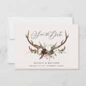 Rustikale Folien-Blumen- und Hirsch-Script-Hochzei Save The Date (Vorderseite)