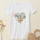 Rustikale Folk Wildblume Blume Herz T-Shirt