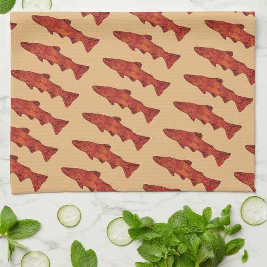 Rustikale Forelle Geschirrtuch (Gefaltet)