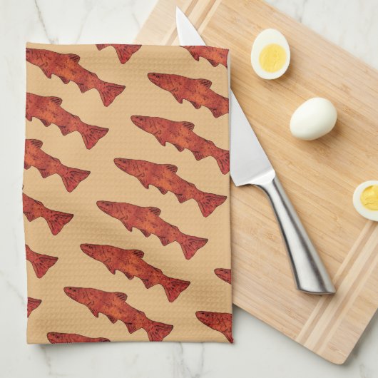 Rustikale Forelle Geschirrtuch (Viertel Falte)