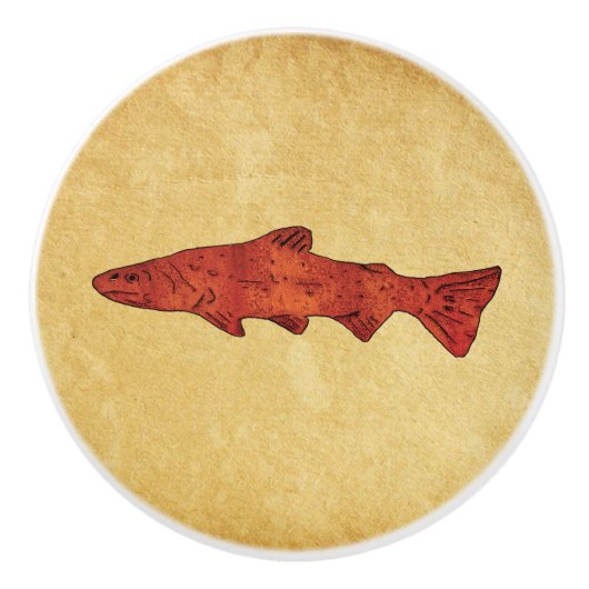 Rustikale Forelle Keramikknauf (Vorderseite)