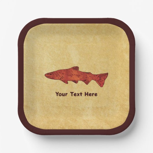 Rustikale Forelle Pappteller (Vorderseite)