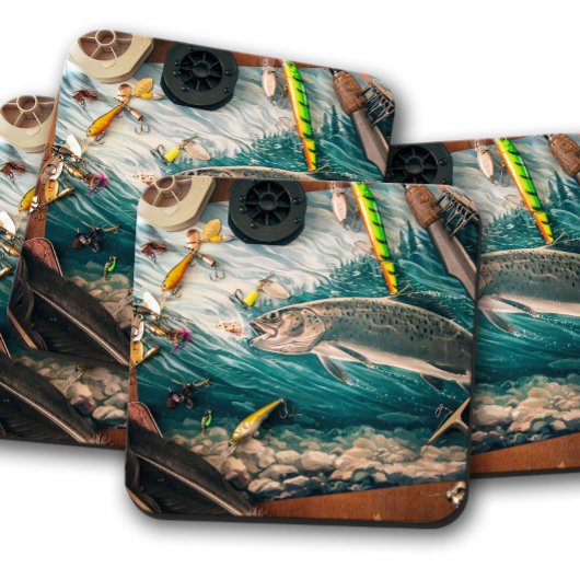 Rustikale Forellen & Lures | Fischen von Cork-Unte Getränkeuntersetzer