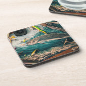 Rustikale Forellen & Lures | Fischen von Cork-Unte Getränkeuntersetzer (Linke Seite)